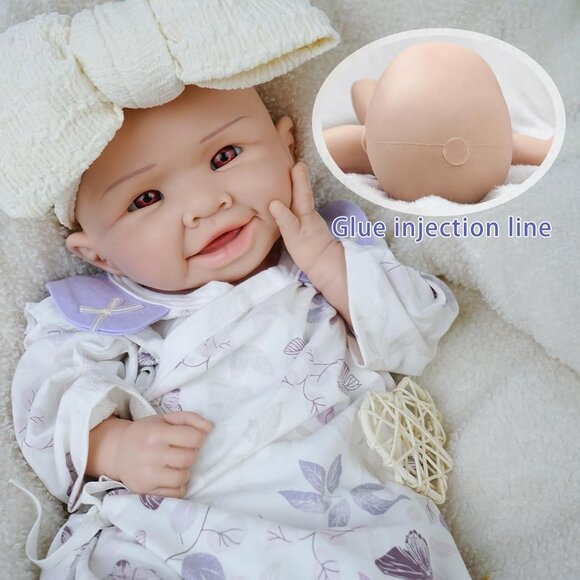 18.5in Full Silicone Reborn lvory Baby Girl Dolls Lifelike 6.3 LB Weighted Doll - Picture 5 of 6